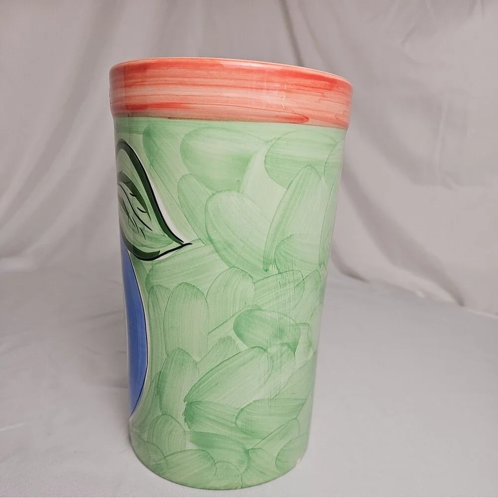 Zrike porcelain wine canister vase green with blue grape used good condition